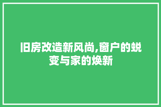 旧房改造新风尚,窗户的蜕变与家的焕新
