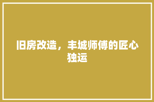 旧房改造，丰城师傅的匠心独运