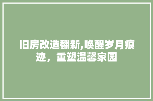 旧房改造翻新,唤醒岁月痕迹，重塑温馨家园