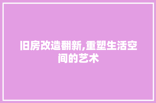 旧房改造翻新,重塑生活空间的艺术