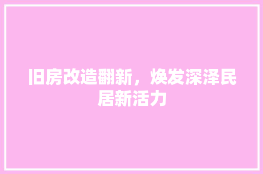 旧房改造翻新，焕发深泽民居新活力