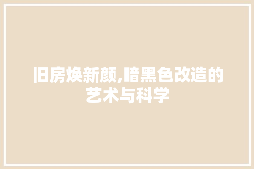 旧房焕新颜,暗黑色改造的艺术与科学
