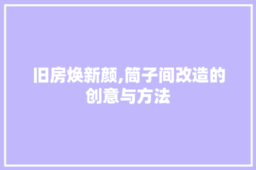 旧房焕新颜,筒子间改造的创意与方法