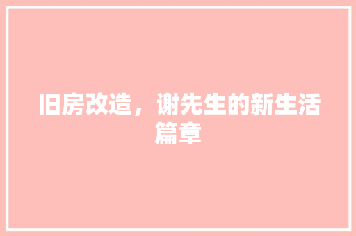 旧房改造，谢先生的新生活篇章