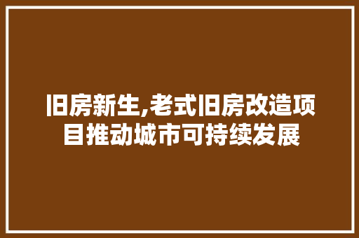 旧房新生,老式旧房改造项目推动城市可持续发展