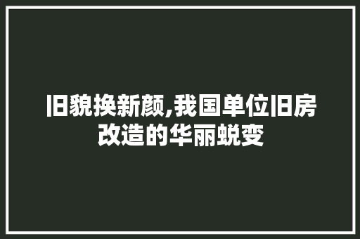 旧貌换新颜,我国单位旧房改造的华丽蜕变