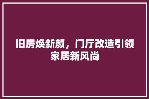 旧房焕新颜，门厅改造引领家居新风尚