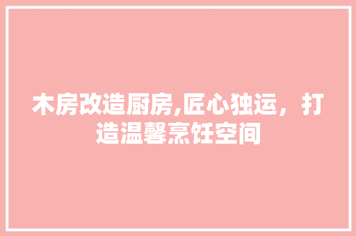 木房改造厨房,匠心独运，打造温馨烹饪空间