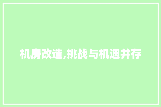 机房改造,挑战与机遇并存