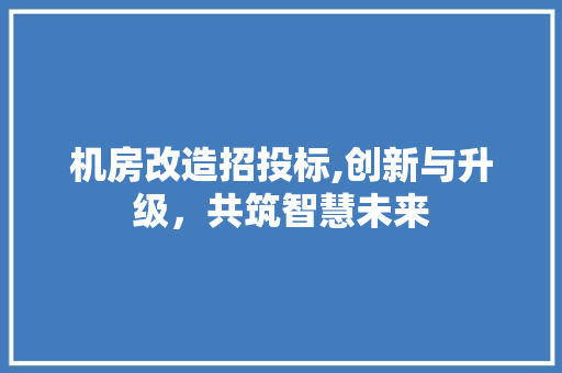 机房改造招投标,创新与升级，共筑智慧未来
