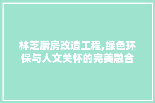 林芝厨房改造工程,绿色环保与人文关怀的完美融合