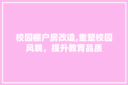 校园棚户房改造,重塑校园风貌，提升教育品质