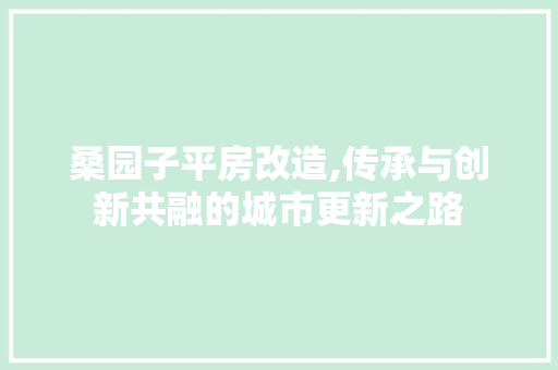 桑园子平房改造,传承与创新共融的城市更新之路