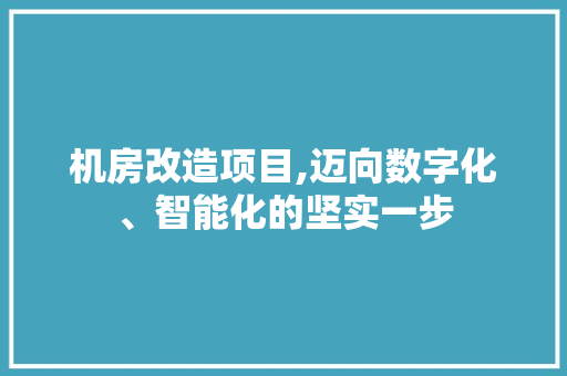 机房改造项目,迈向数字化、智能化的坚实一步