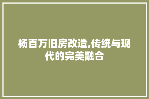 杨百万旧房改造,传统与现代的完美融合