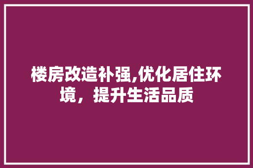 楼房改造补强,优化居住环境，提升生活品质