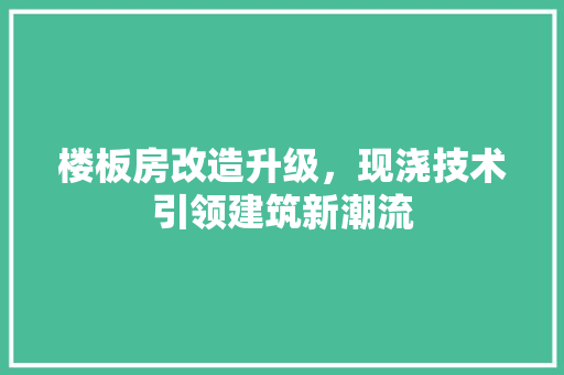 楼板房改造升级，现浇技术引领建筑新潮流