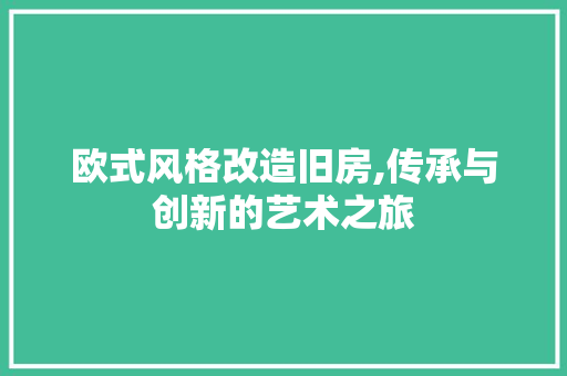 欧式风格改造旧房,传承与创新的艺术之旅