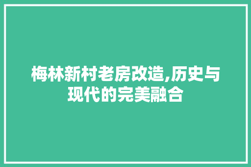 梅林新村老房改造,历史与现代的完美融合