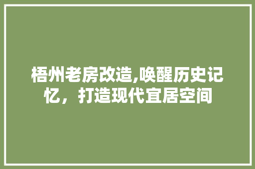 梧州老房改造,唤醒历史记忆，打造现代宜居空间