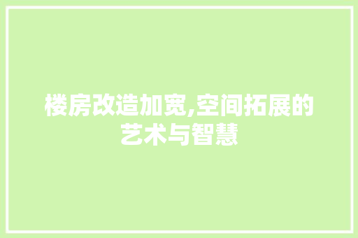 楼房改造加宽,空间拓展的艺术与智慧