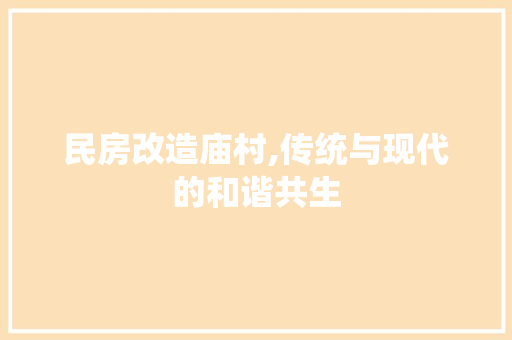 民房改造庙村,传统与现代的和谐共生