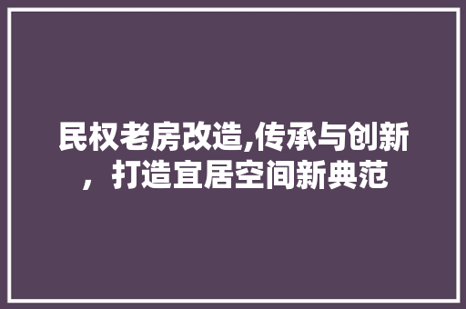 民权老房改造,传承与创新，打造宜居空间新典范
