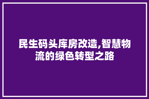 民生码头库房改造,智慧物流的绿色转型之路