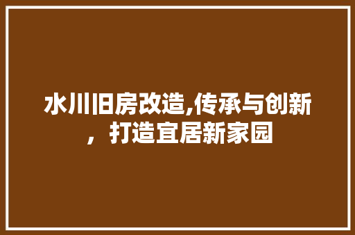 水川旧房改造,传承与创新，打造宜居新家园