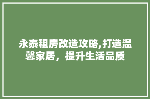 永泰租房改造攻略,打造温馨家居，提升生活品质