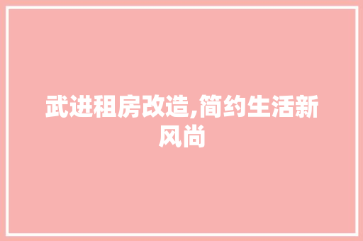 武进租房改造,简约生活新风尚