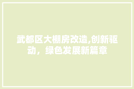 武都区大棚房改造,创新驱动，绿色发展新篇章