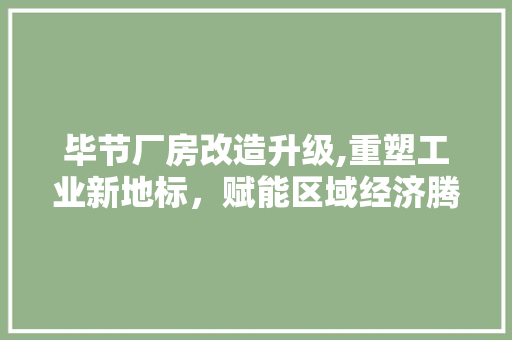 毕节厂房改造升级,重塑工业新地标，赋能区域经济腾飞