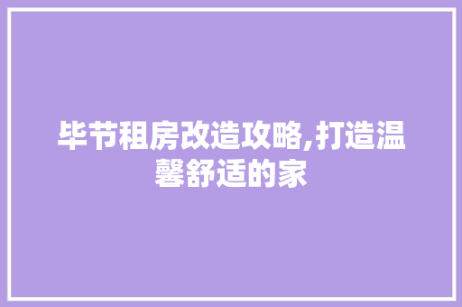 毕节租房改造攻略,打造温馨舒适的家