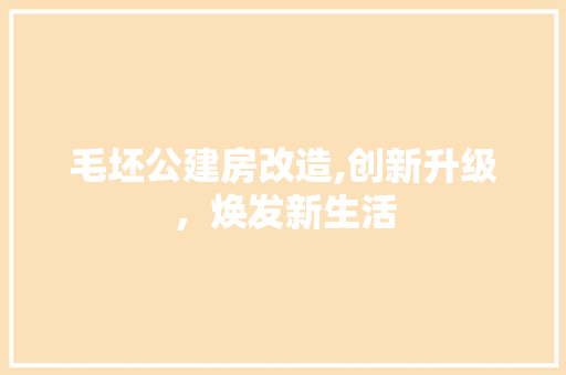 毛坯公建房改造,创新升级，焕发新生活