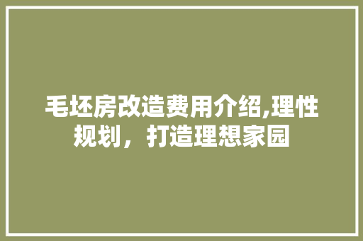 毛坯房改造费用介绍,理性规划，打造理想家园