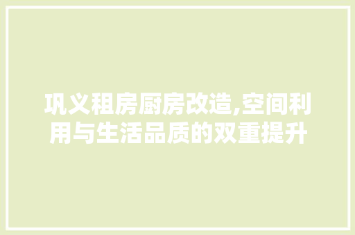 巩义租房厨房改造,空间利用与生活品质的双重提升
