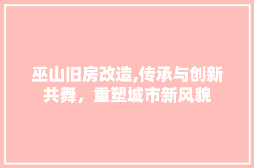 巫山旧房改造,传承与创新共舞，重塑城市新风貌