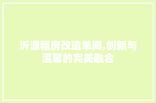 沂源租房改造单间,创新与温馨的完美融合