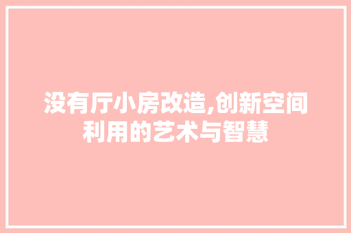 没有厅小房改造,创新空间利用的艺术与智慧