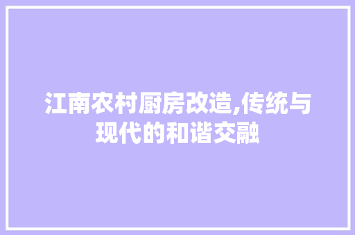 江南农村厨房改造,传统与现代的和谐交融