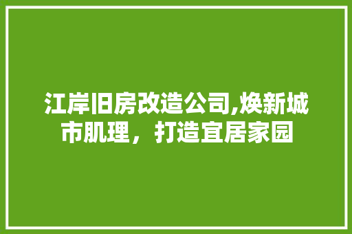 江岸旧房改造公司,焕新城市肌理，打造宜居家园