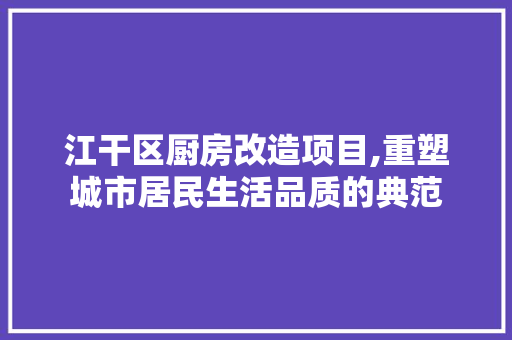 江干区厨房改造项目,重塑城市居民生活品质的典范