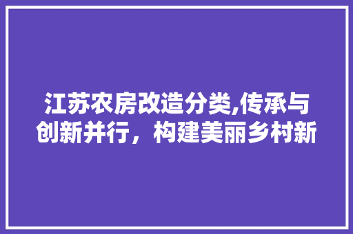 江苏农房改造分类,传承与创新并行，构建美丽乡村新格局
