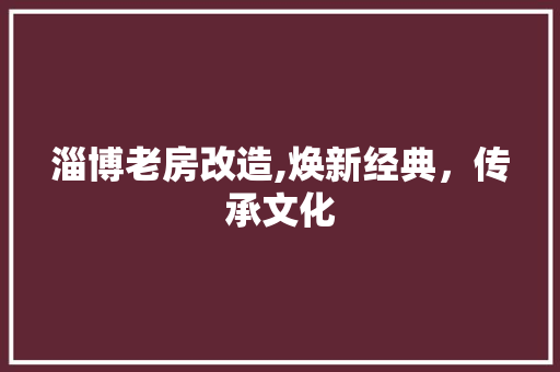 淄博老房改造,焕新经典，传承文化