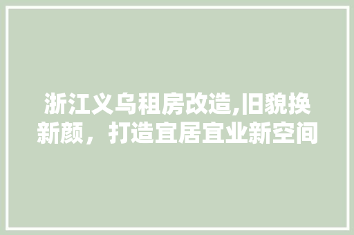 浙江义乌租房改造,旧貌换新颜，打造宜居宜业新空间