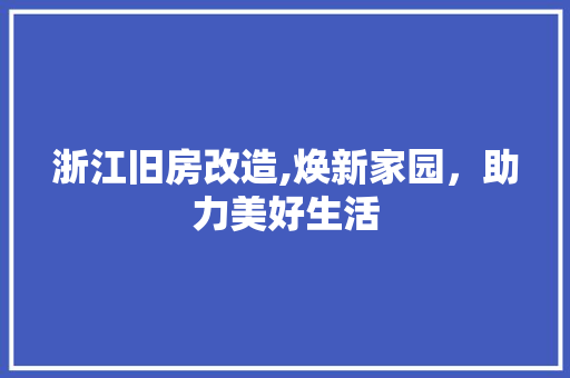 浙江旧房改造,焕新家园，助力美好生活
