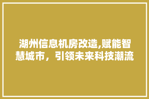 湖州信息机房改造,赋能智慧城市，引领未来科技潮流