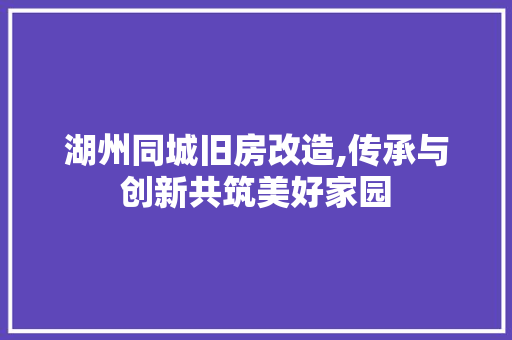 湖州同城旧房改造,传承与创新共筑美好家园
