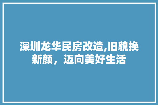 深圳龙华民房改造,旧貌换新颜，迈向美好生活